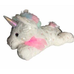 Toms Toy International White/w Sparkle Hearts Plush Unicorn/ Pastel Accents 19”